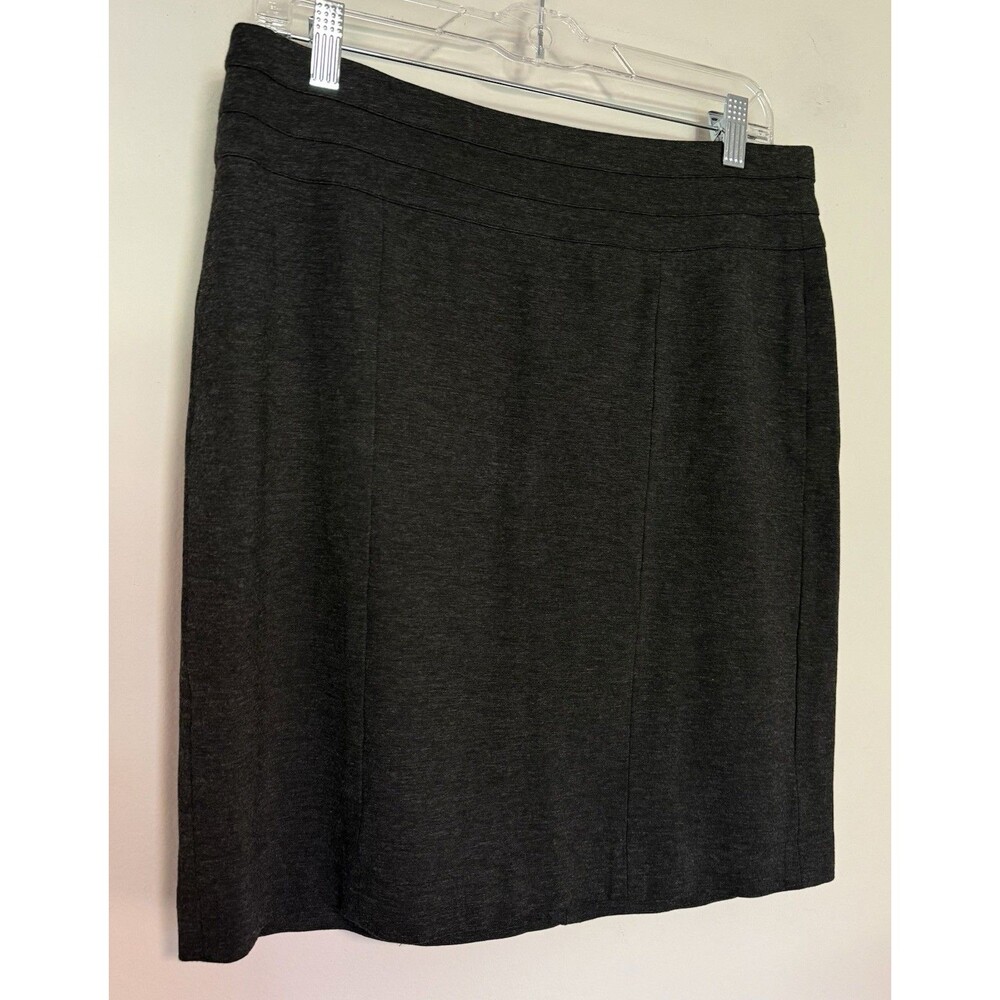 CAbi Miranda Ponte Knit Pencil Skirt Sz 12 Charcoal Heather Gray Bossy Career